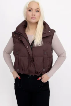 Damskie Czekoladowa Kamizelka ocieplana BISHIO