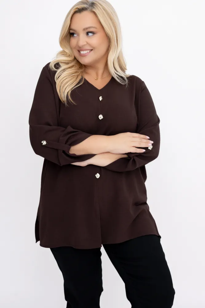 Damskie Polski Czekoladowa Koszula SAVIA