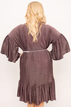 Polski Czekoladowa Sukienka błyszcząca STERI