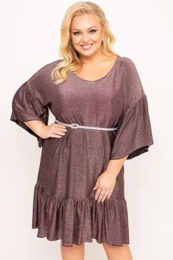 Polski Czekoladowa Sukienka błyszcząca STERI