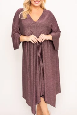 Polski Czekoladowa Sukienka błyszcząca REZIO