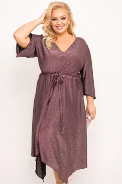 Polski Czekoladowa Sukienka błyszcząca REZIO