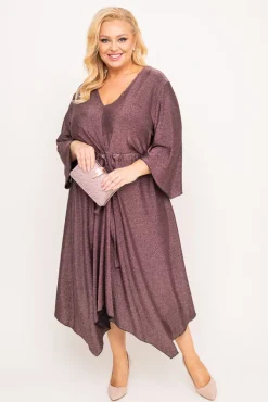 Polski Czekoladowa Sukienka błyszcząca REZIO