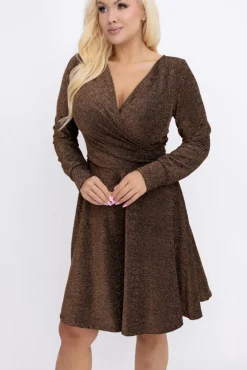 Włoski Czekoladowa Sukienka błyszcząca RASTORI