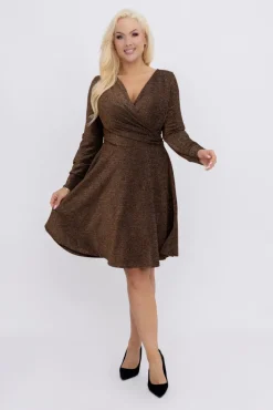 Włoski Czekoladowa Sukienka błyszcząca RASTORI