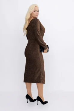 Włoski Czekoladowa Sukienka błyszcząca RAVIA