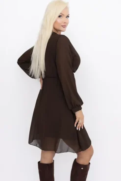 Włoski Czekoladowa Sukienka Elegancka PERLA