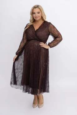 Włoski Czekoladowa Sukienka koronkowa RITORI