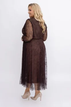Włoski Czekoladowa Sukienka koronkowa RITORI