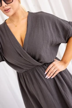 Włoski Czekoladowa Sukienka muślinowa SHEGENI