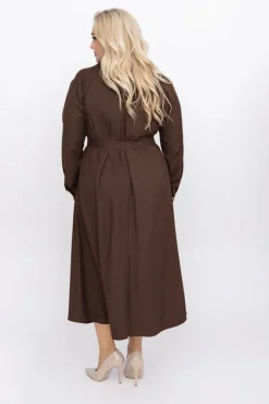 Polski Czekoladowa Sukienka szmizjerka TREMENO