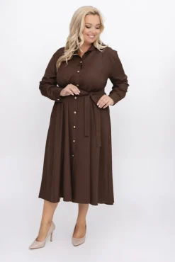Polski Czekoladowa Sukienka szmizjerka TREMENO