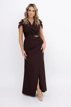 Polski Czekoladowa Sukienka z łańcuszkiem SARIA