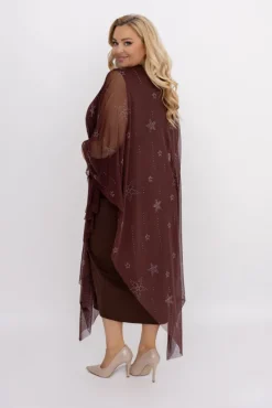 Włoski Czekoladowa Sukienka z siateczką BASTORIA Wzór 2