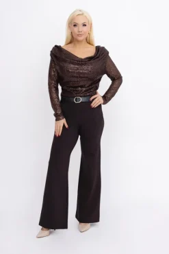 Damskie Włoski Czekoladowe Body cekinowe ZERIEN