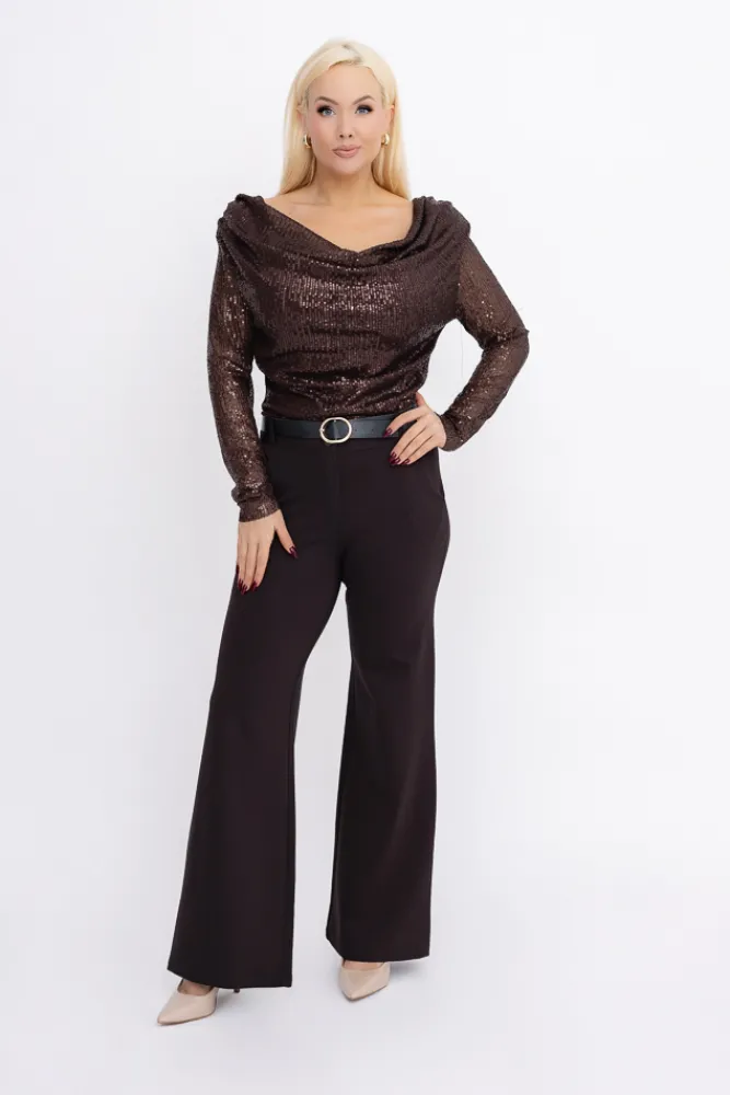 Damskie Włoski Czekoladowe Body cekinowe ZERIEN