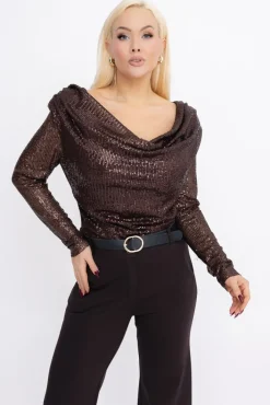 Damskie Włoski Czekoladowe Body cekinowe ZERIEN