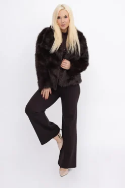 Damskie Włoski Czekoladowe Futerko IRIS