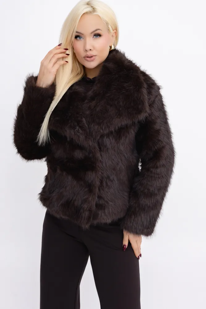 Damskie Włoski Czekoladowe Futerko IRIS