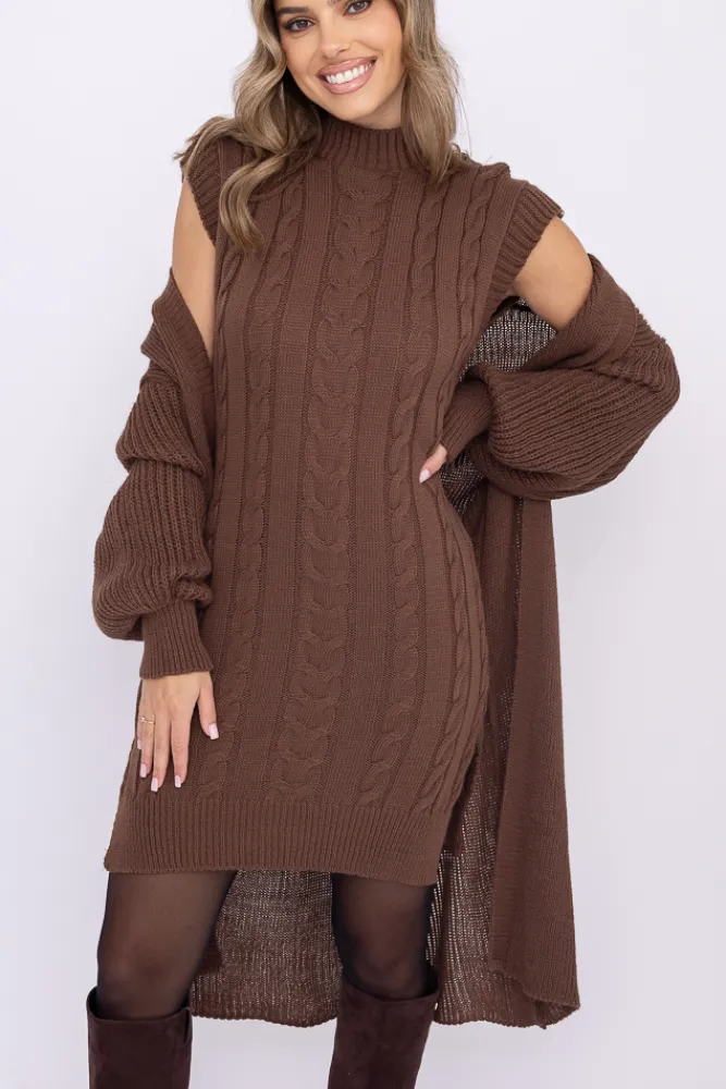 Damskie Włoski Czekoladowy Komplet sweterkowy ROSA