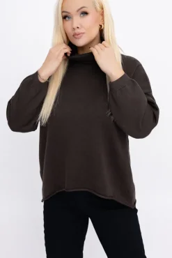 Damskie Włoski Czekoladowy Sweter z golfem XENTI