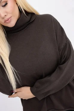 Damskie Włoski Czekoladowy Sweter z golfem XENTI