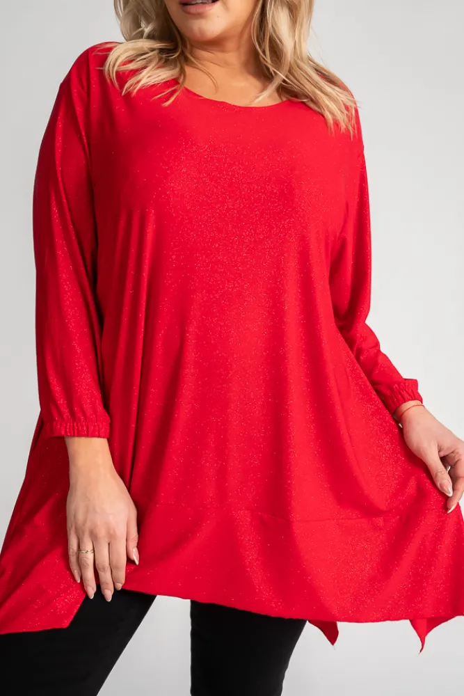 Damskie Polski Czerwona Bluzka brokatowa QUENTI