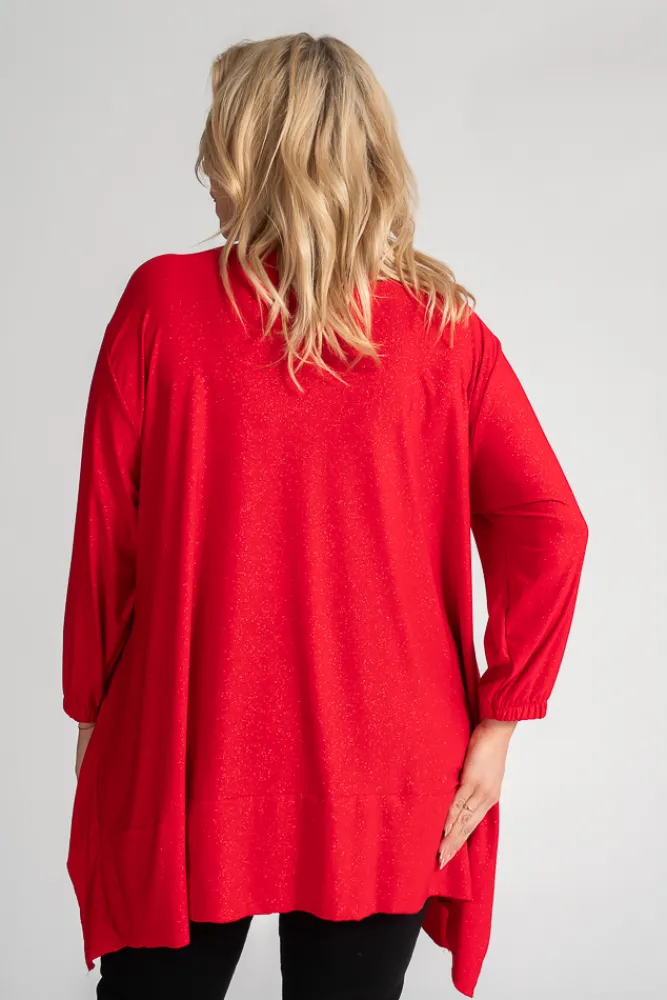 Damskie Polski Czerwona Bluzka brokatowa QUENTI