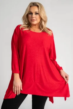 Damskie Polski Czerwona Bluzka brokatowa QUENTI