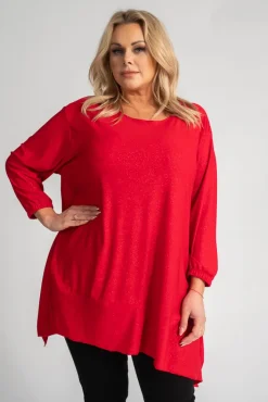 Damskie Polski Czerwona Bluzka brokatowa QUENTI