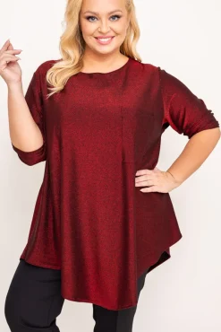 Damskie Polski Czerwona Bluzka błyszcząca GENTI