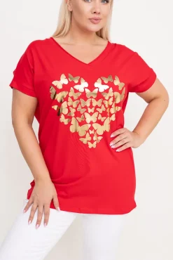 Damskie Włoski Czerwona Bluzka KARTIGO