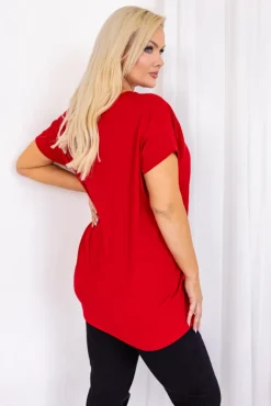 Damskie Włoski Czerwona Bluzka MINSI Wzór 8