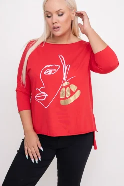 Damskie Włoski Czerwona Bluzka REVUMI Wzór 1