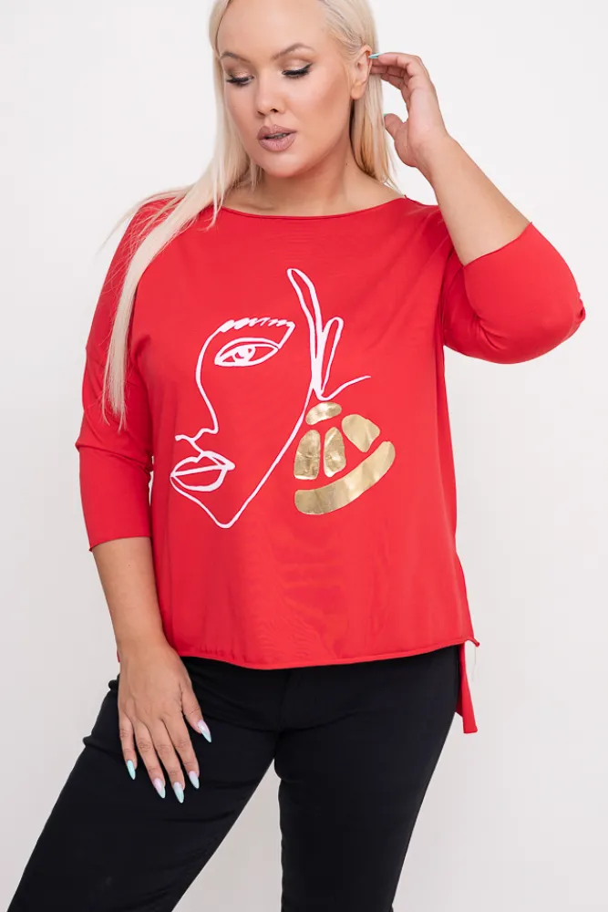 Damskie Włoski Czerwona Bluzka REVUMI Wzór 1