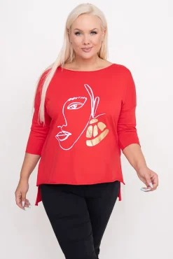 Damskie Włoski Czerwona Bluzka REVUMI Wzór 1