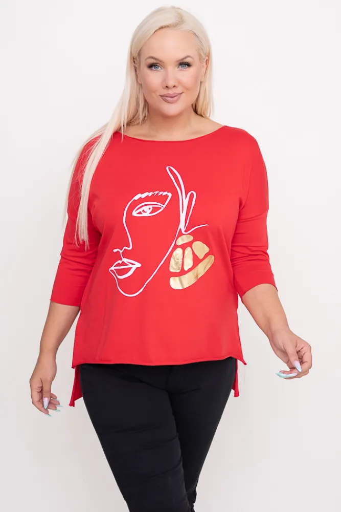 Damskie Włoski Czerwona Bluzka REVUMI Wzór 1