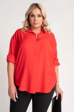 Damskie Polski Czerwona Koszula oversize DEMENO