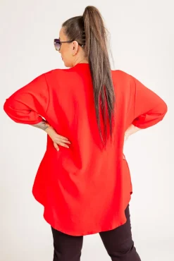 Damskie Polski Czerwona Koszula ze stójką LERIA