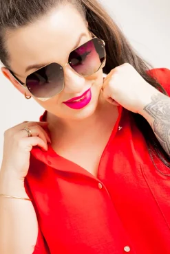 Damskie Polski Czerwona Koszula ze stójką LERIA