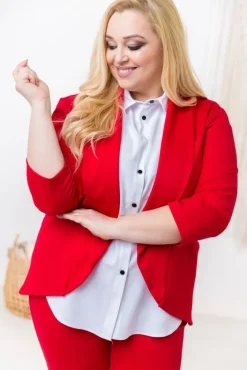 Damskie Polski Czerwona Marynarka BAKIOLA Plus Size