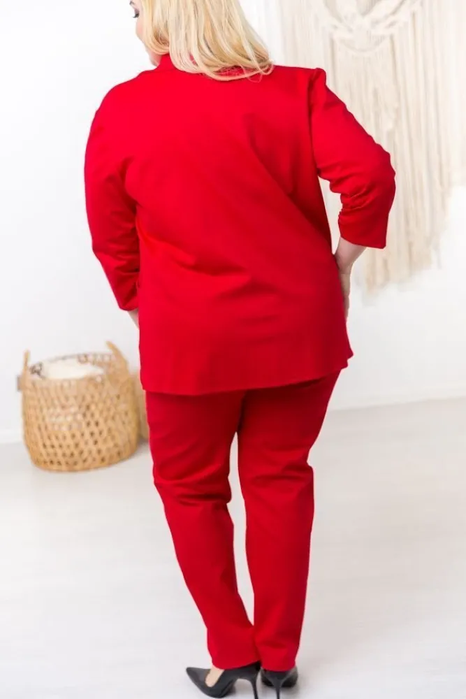 Damskie Polski Czerwona Marynarka BAKIOLA Plus Size