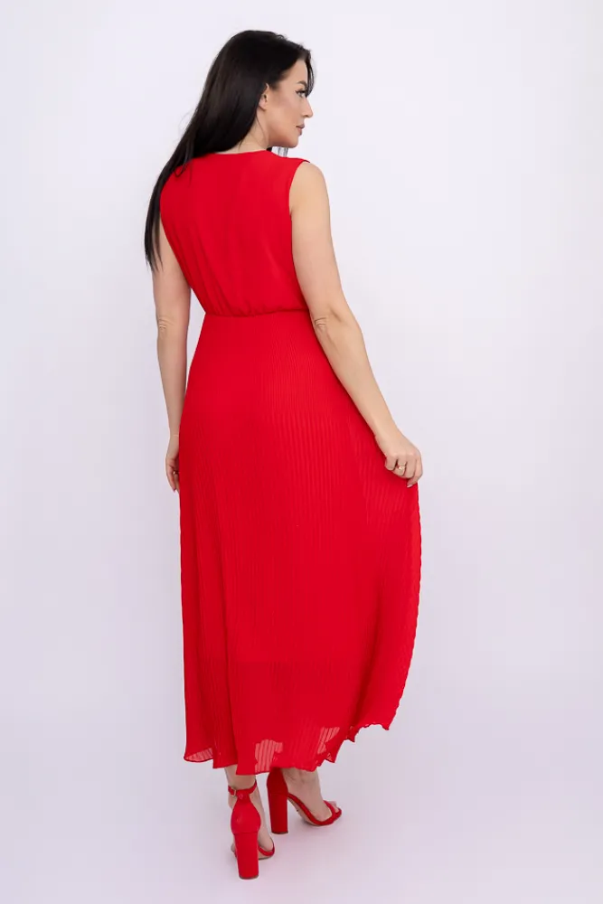 Włoski Czerwona plisowana Sukienka szyfonowa GUSTEN