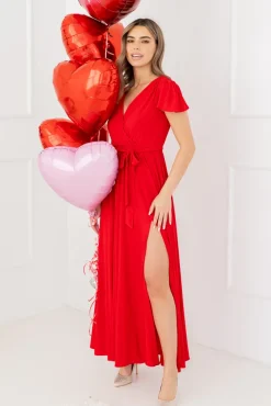 Polski Czerwona Sukienka brokatowa HESIO