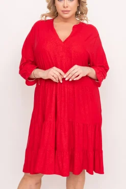 Polski Czerwona Sukienka brokatowa KLENI