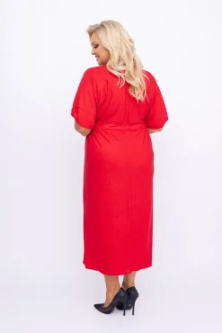 Polski Czerwona Sukienka brokatowa brokatowa MONSORI