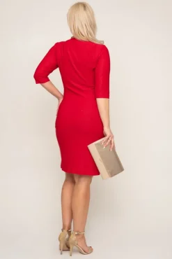 Polski Czerwona Sukienka brokatowa BRILIA