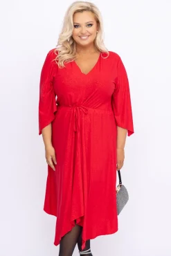 Polski Czerwona Sukienka brokatowa KENZI