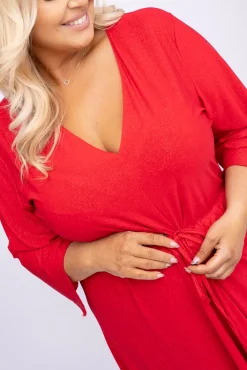 Polski Czerwona Sukienka brokatowa KENZI