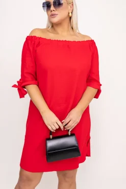 Polski Czerwona Sukienka błyszcząca VALENCIA